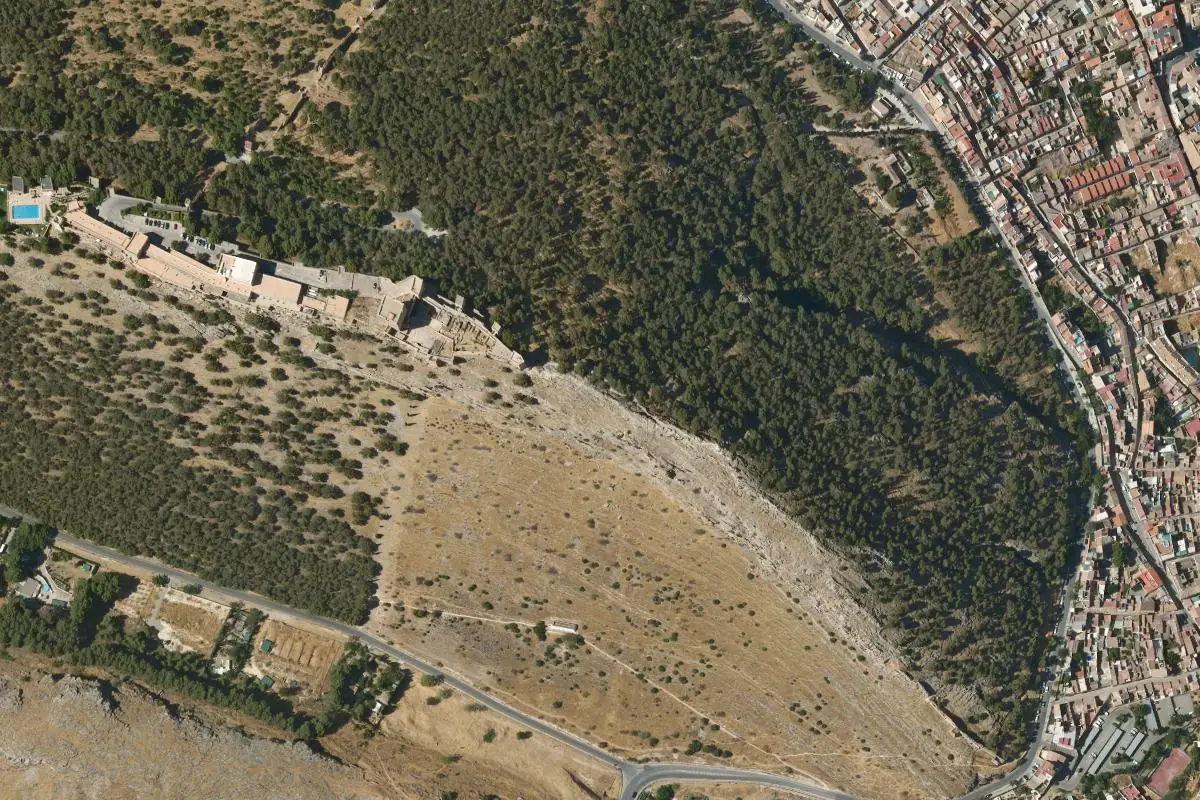 Aerial photo of the Castillo de Santa Catalina area