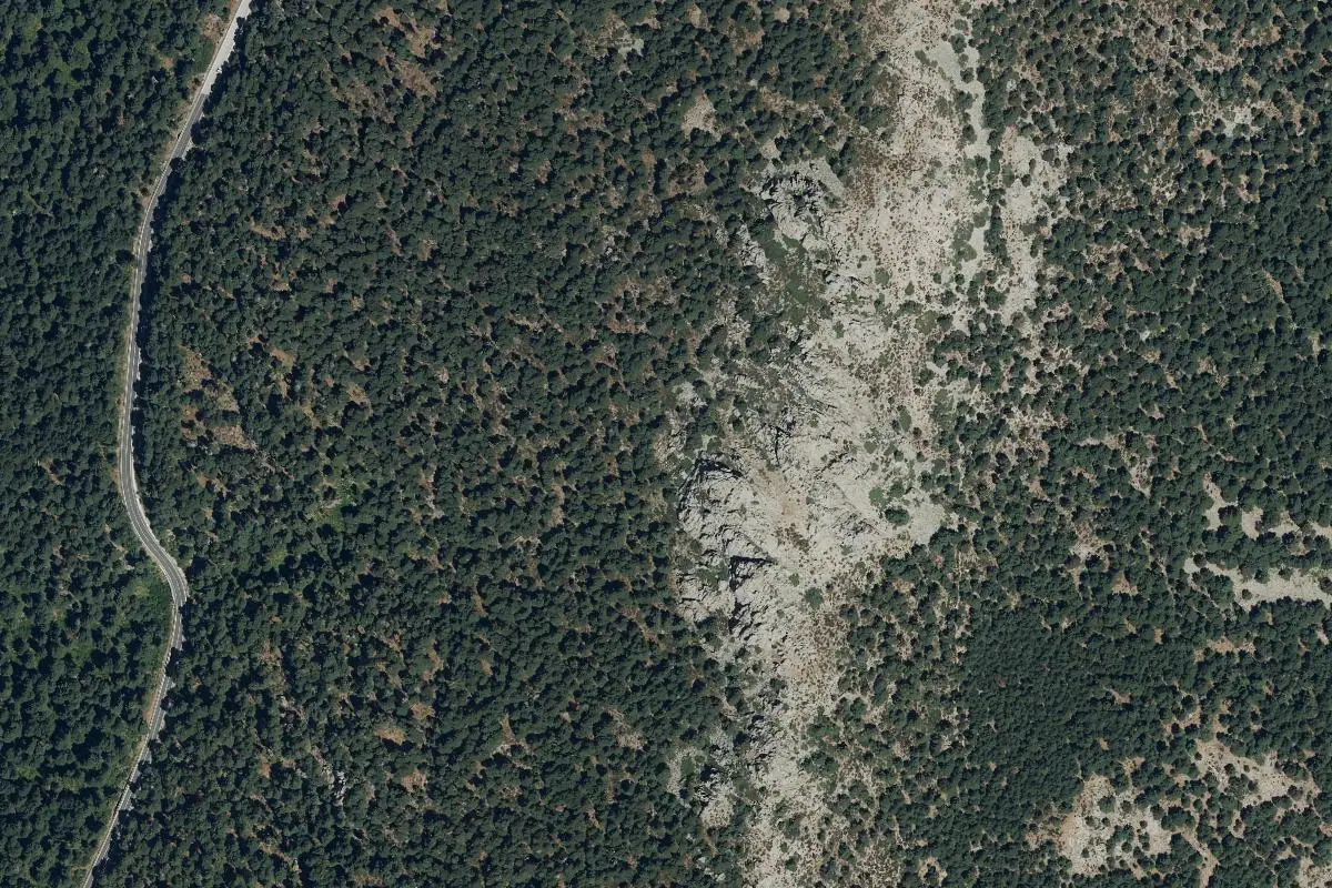 Aerial photo of the Peña Horcón area