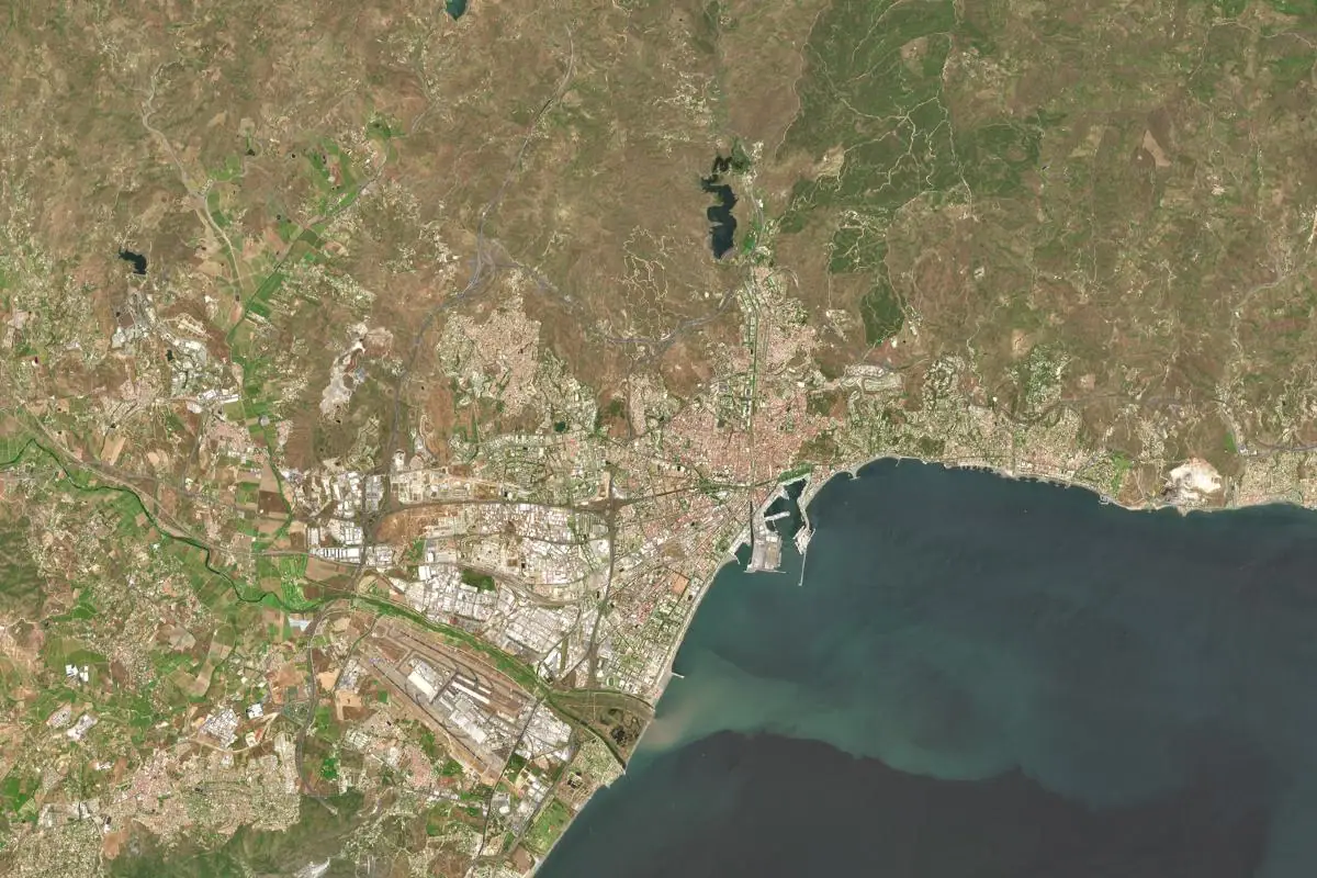 Aerial photo of the Málaga ciudad area