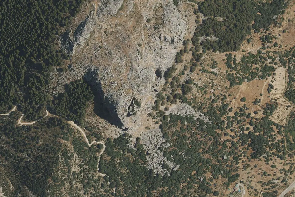 Aerial photo of the Peñón de Benadalid area
