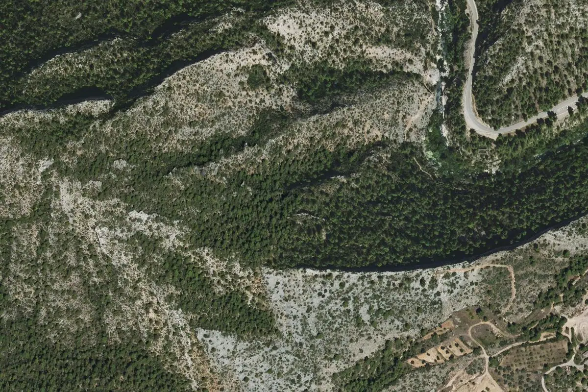 Aerial photo of the Beceite - Penya Galera area