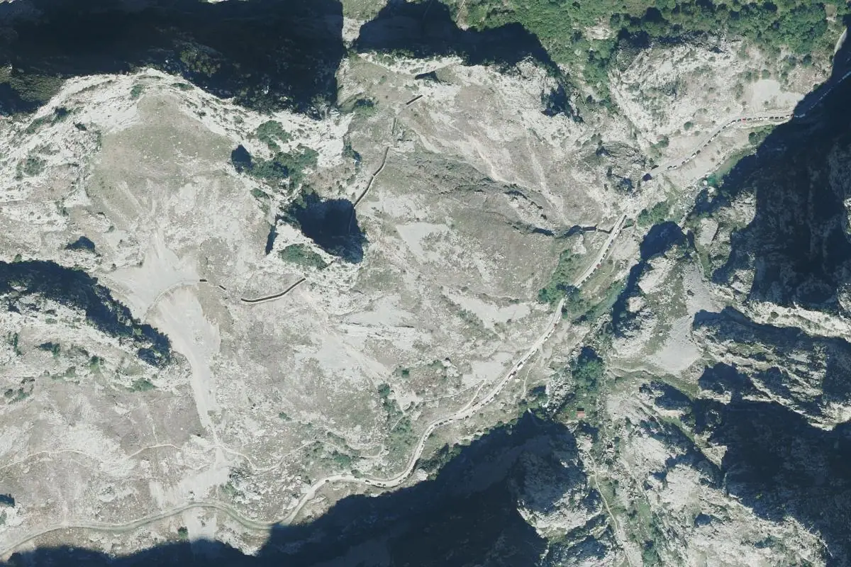 Aerial photo of the Desfiladero del Cares area