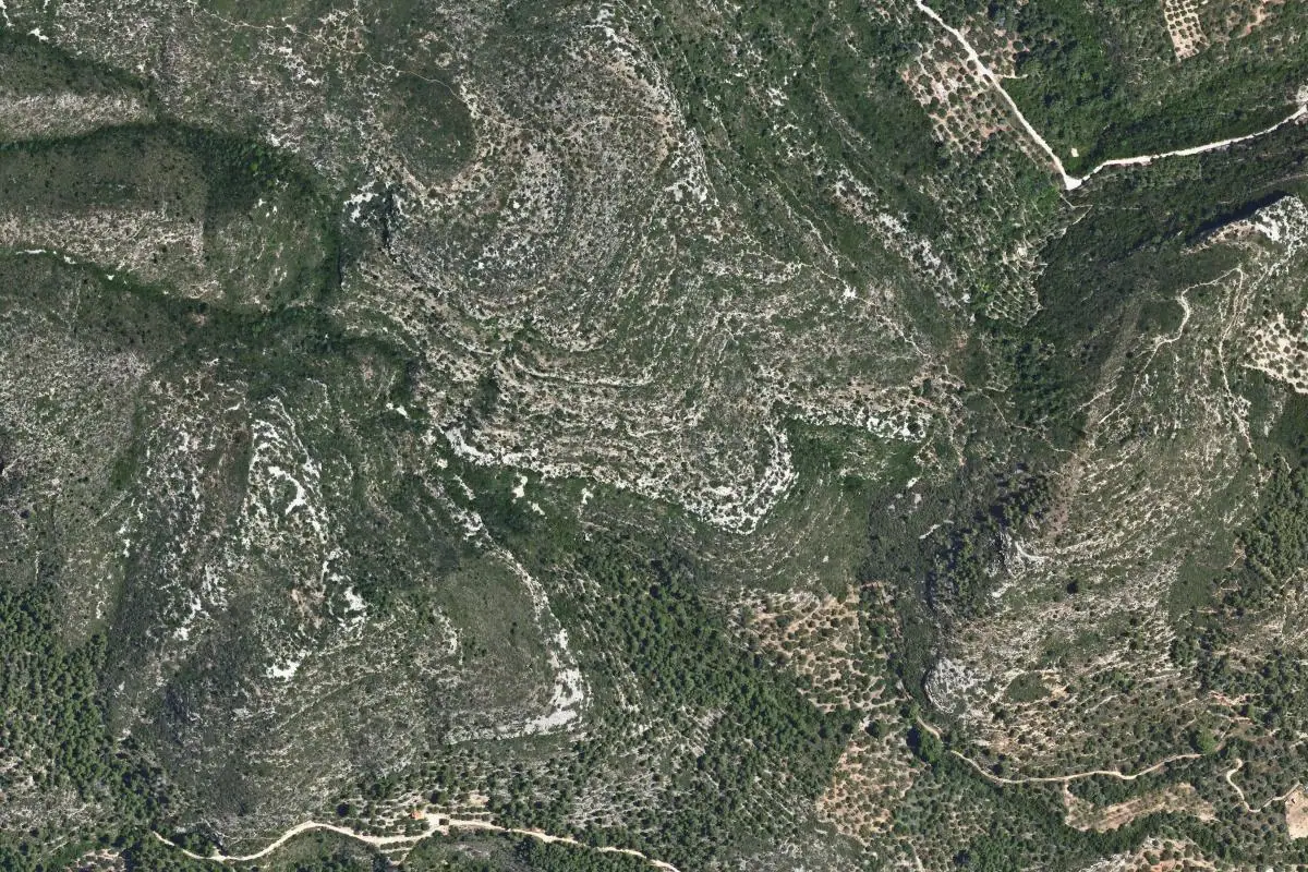 Aerial photo of the Barranc de Mamadits area