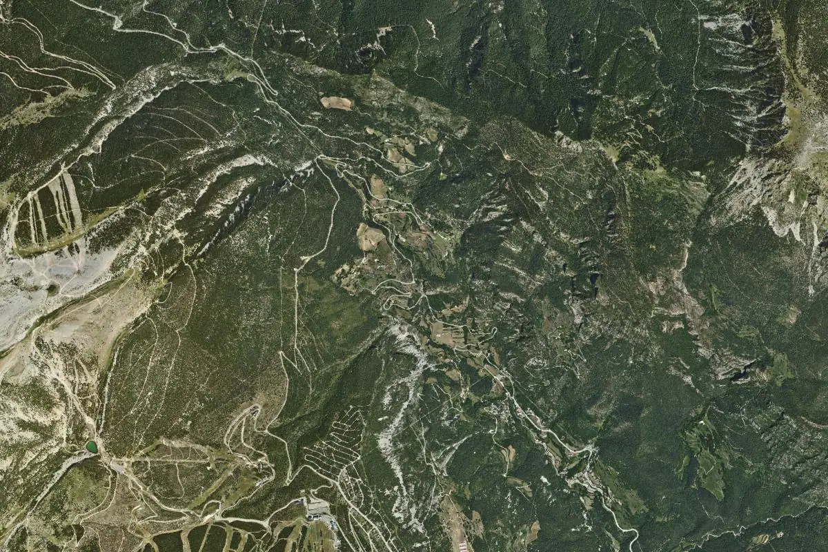 Aerial photo of the La Coma i la Pedra area