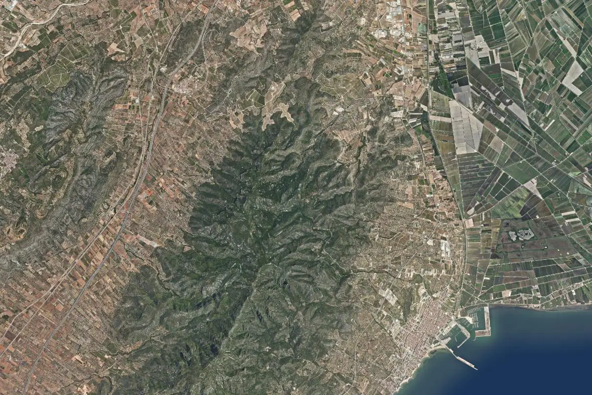 Foto aérea de la zona de Serra del Montsià
