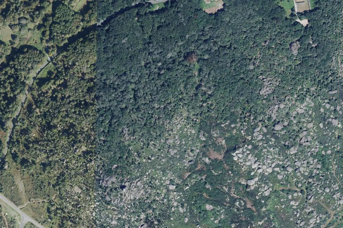 Foto aérea de la zona de La Pena - Sport climbing