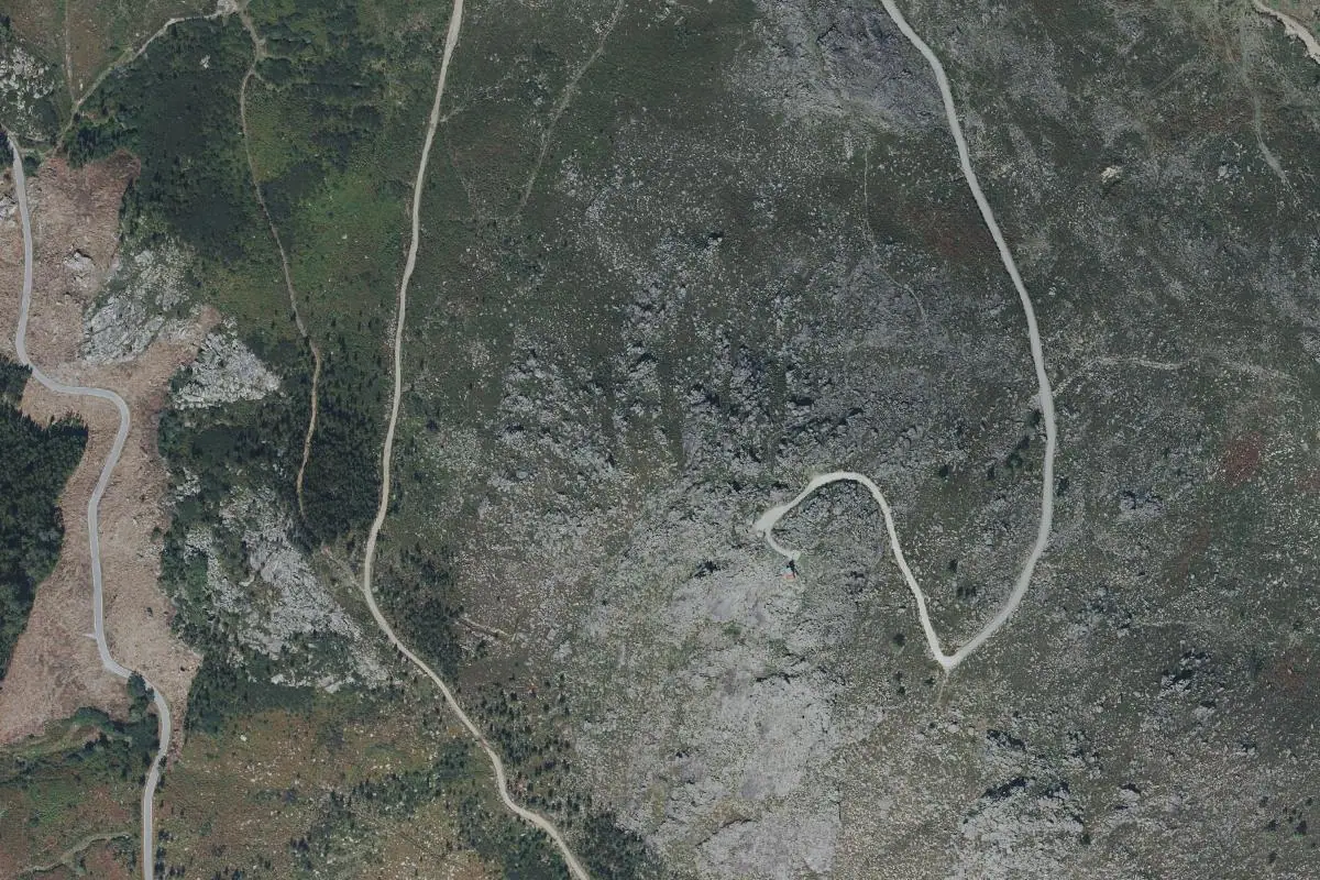 Aerial photo of the Lomba da Zorra - Bouldering area