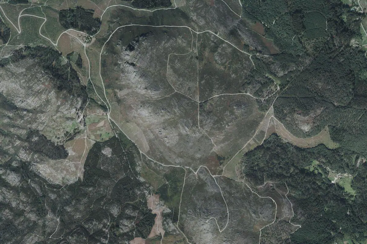 Aerial photo of the Monte Galiñeiro area