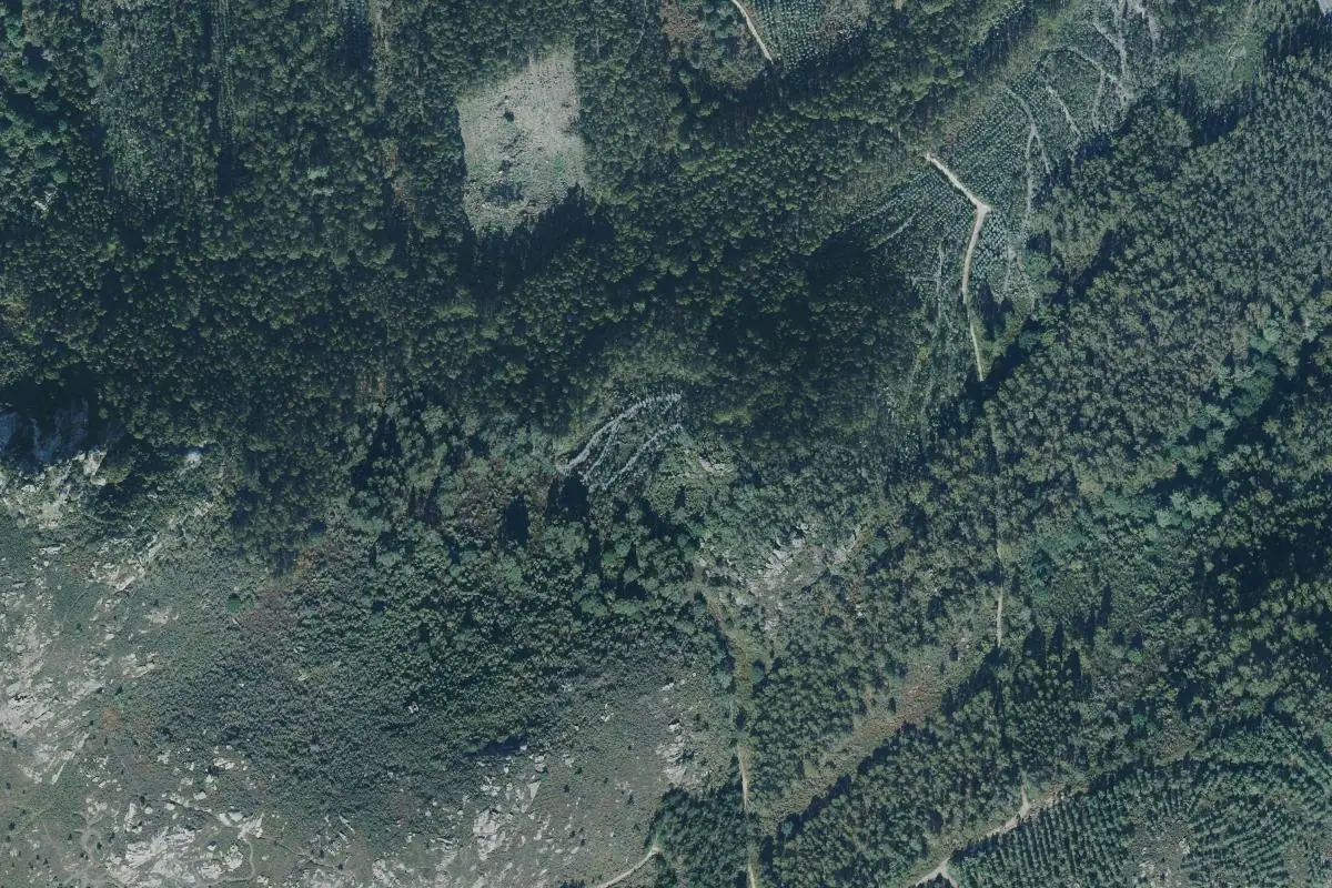 Aerial photo of the Peiro - Bouldering area