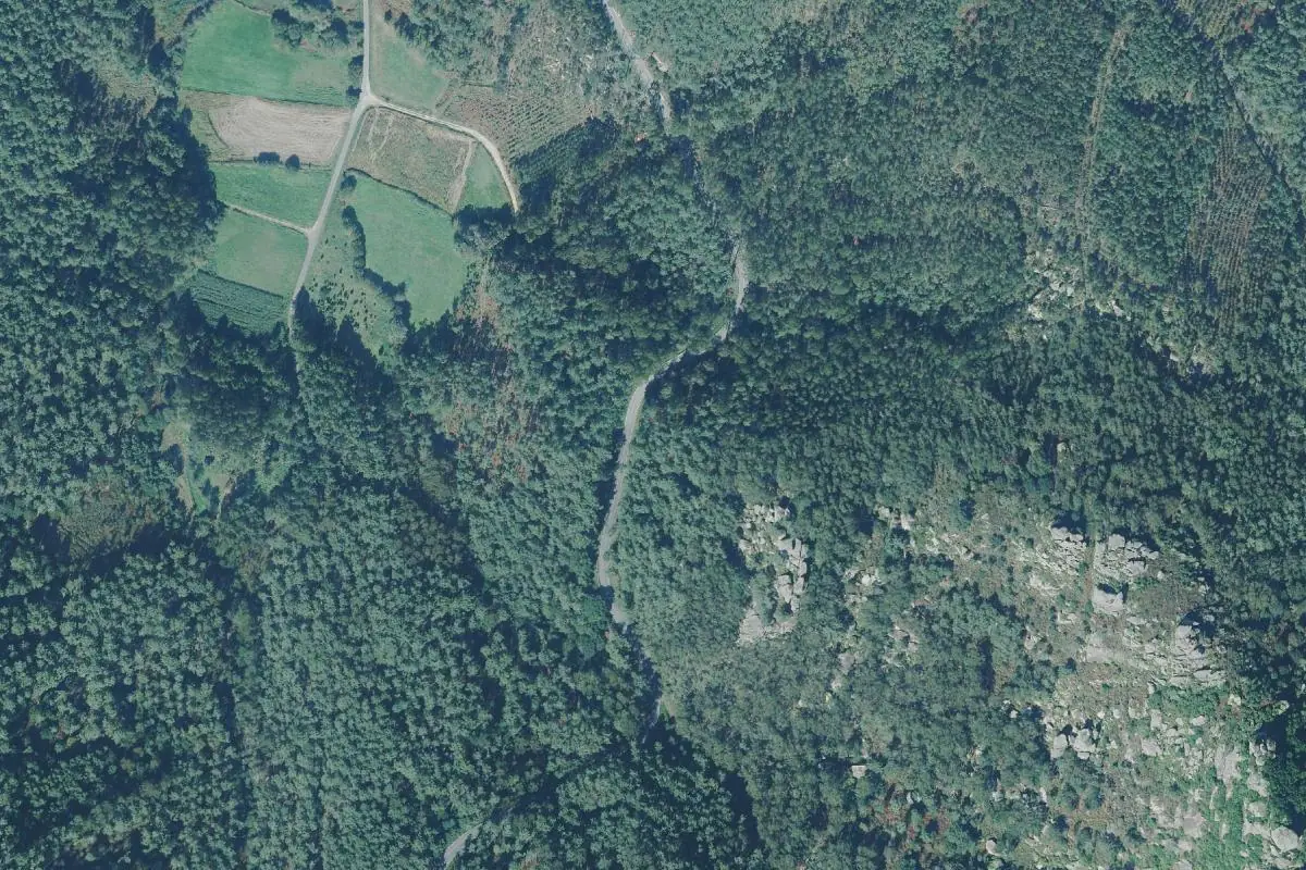 Aerial photo of the Puente - Bouldering area