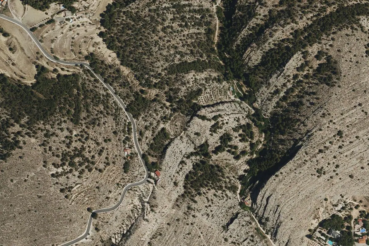 Aerial photo of the Ibi - Barranco de los Molinos area