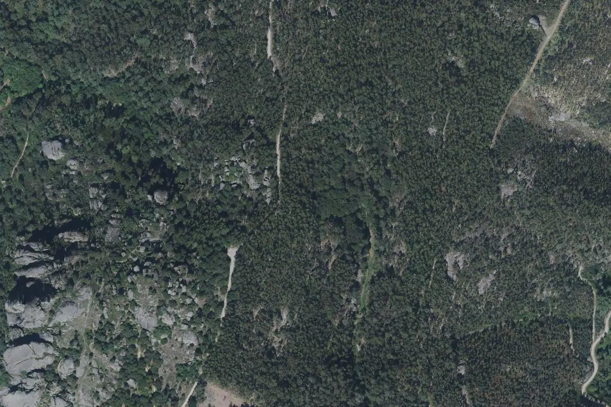 Aerial photo of the Cuatro caminos - Bouldering area
