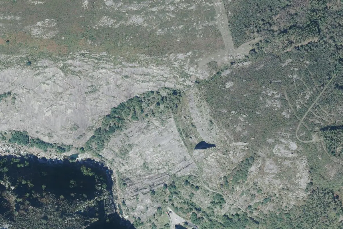 Foto aérea de la zona de Presa do Eume