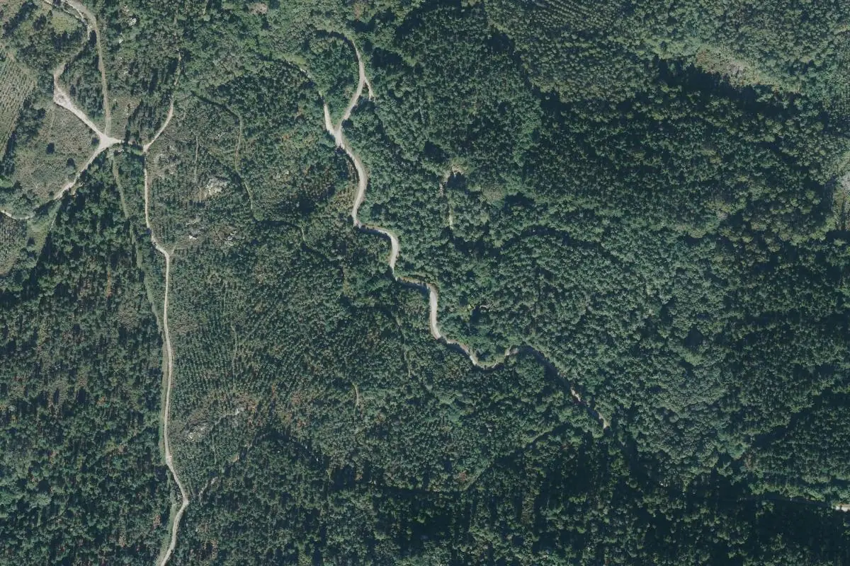 Aerial photo of the Salamandra - Bouldering area